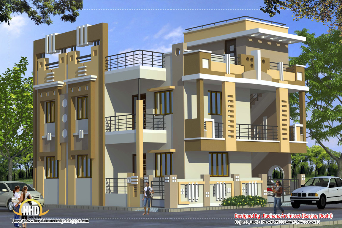 Indian Residential Building Elevation  OmahDesigns.NET