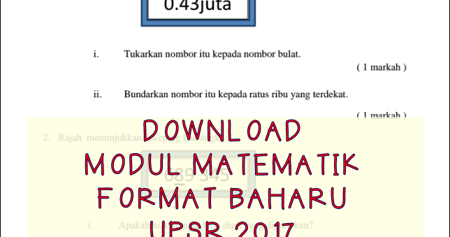 Soalan Galus Matematik Upsr - Contoh Arah