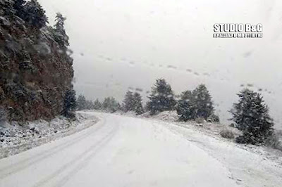 Αργολίδα: Έκλεισε από τα χιόνια ο δρόμος Νεμέας - Λεβιδίου πάνω από την Σκοτεινή