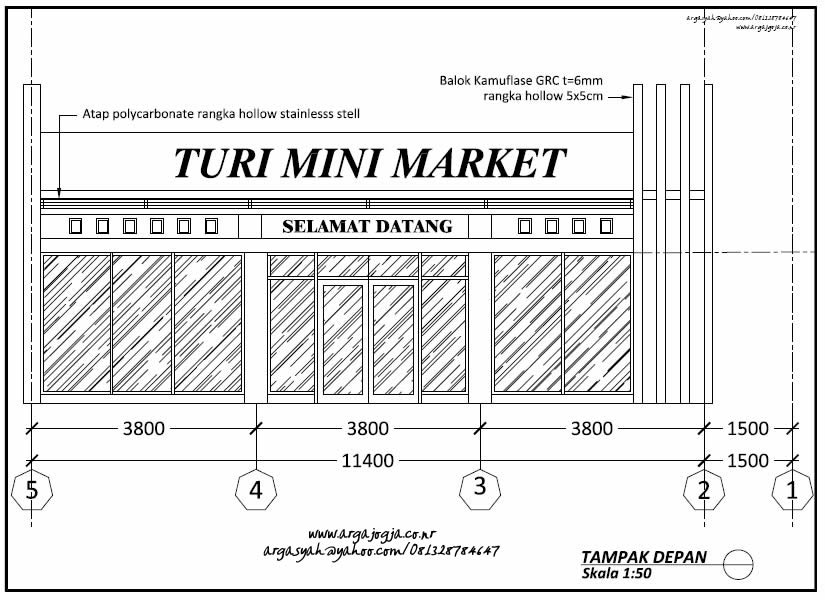 Desain Minimarket Tumbuh Dengan Luas Bangunan 180 m2