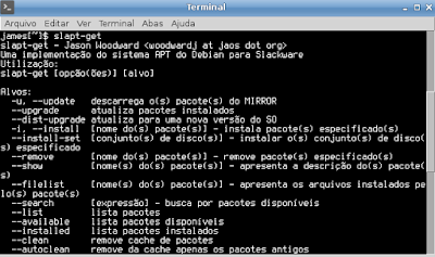 imagem do terminal de comandos usando o comando slapt