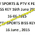 PTV Sports Biss Key 16th June 2015 PTV Sport New Biss Code Frequency PAKSAT 1R 16-06-2015