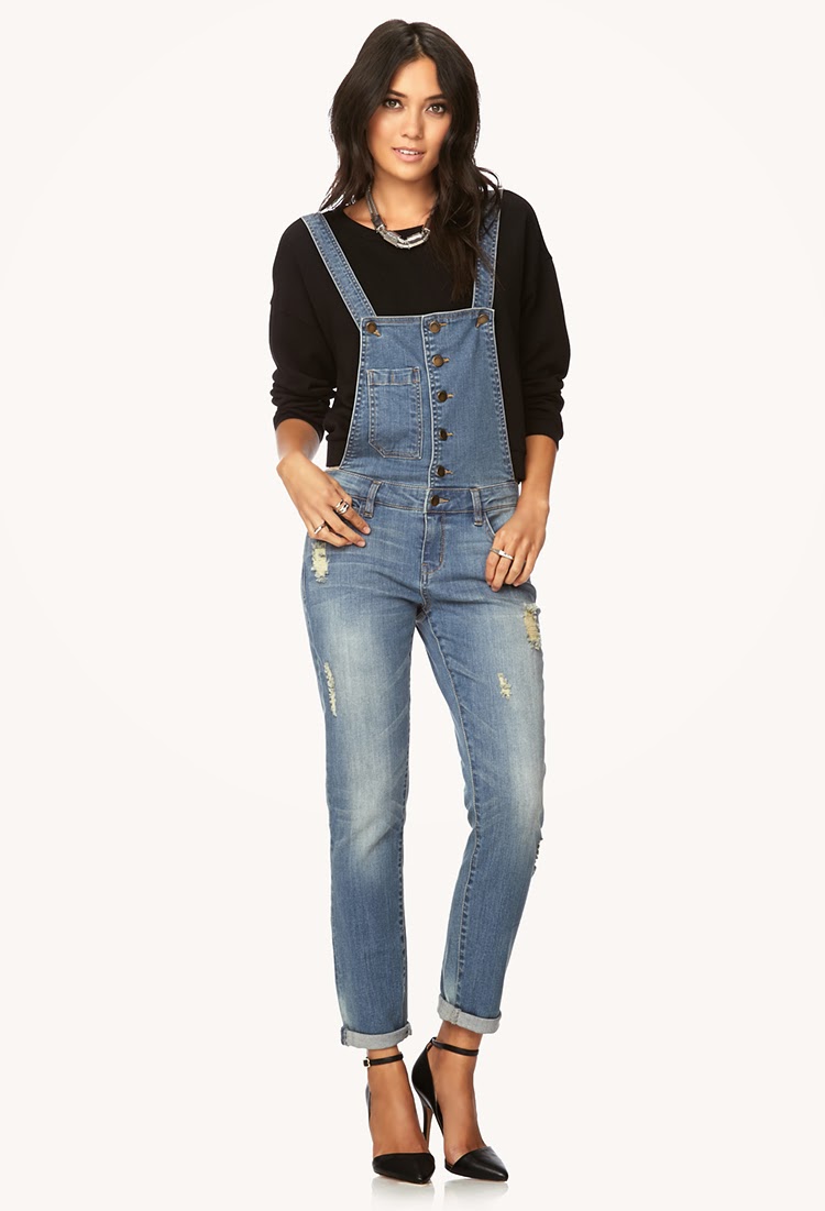 Forever 21 Life in Progress Distressed Overalls - USD29.80