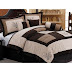 7 Pieces Luxury Brown, Beige, and Coffee Embroidery Patchwork Comforter Set / Bed-in-a-bag Queen Size Bedding