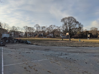 March 2020 construction begins removing old courts