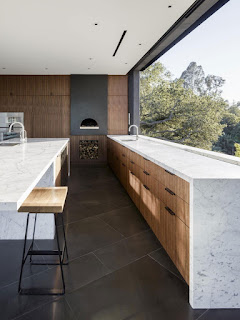 modern wood kitchen cabinet and stone