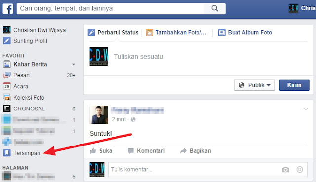 Cara Mudah Menyimpan Sebuah Kiriman di Facebook