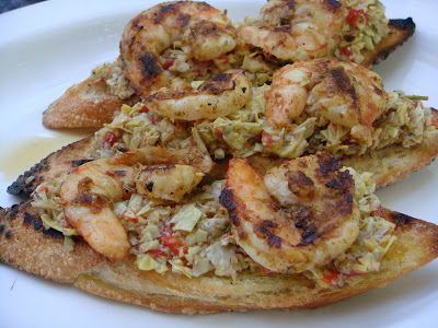 Shrimp and artichoke crostini at Oleana, Cambridge, Mass.