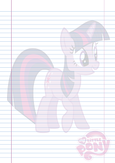 Folha Papel Pautado Little Poney da Twilight Sparkle em PDF para imprimir na folha A4