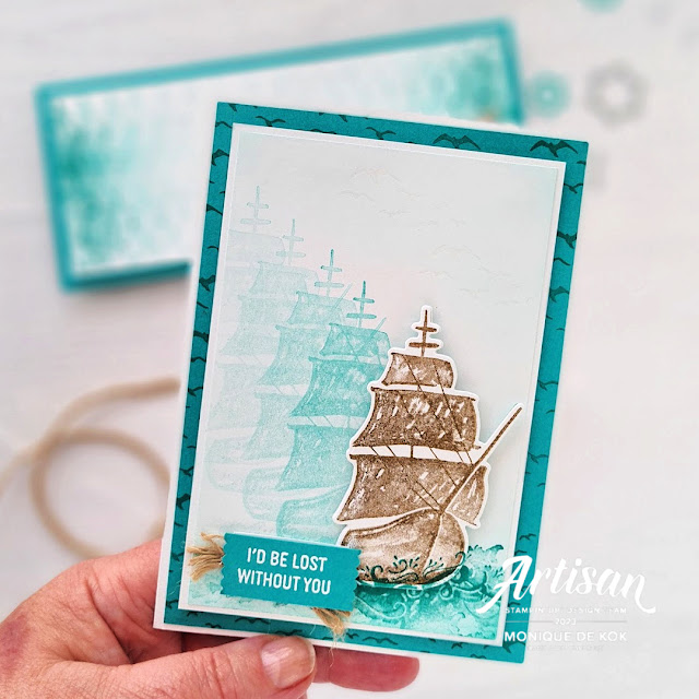 On the Ocean, Stampin Up, Artisan Designteam, bestellen, stempelen, techniek, zelfgemaakt, kaart