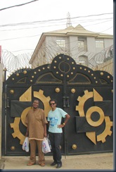 Bheki & Melvin at the gate to our hotel