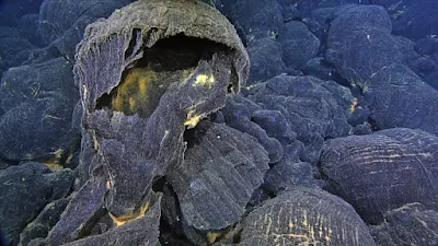 A hollow pillow lava that formed during the 2015 eruption.