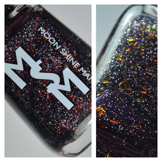 blackberry jelly nail polish with flakies in a bottle