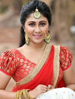 Meghali Hot Photos In Red Half Saree