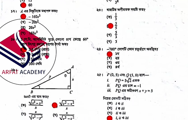 এসএসসি সিলেট বোর্ড উচ্চতর গণিত বহুনির্বাচনি (MCQ) উত্তরমালা সমাধান ২০২৩, SSC Sylhet Board Higher math MCQ Question & Answer 2023