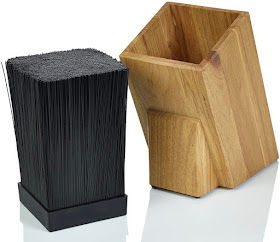 knife block and plastic-rod insert shown side by side
