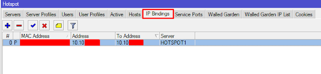 Menu IP Bindings Mikrotik