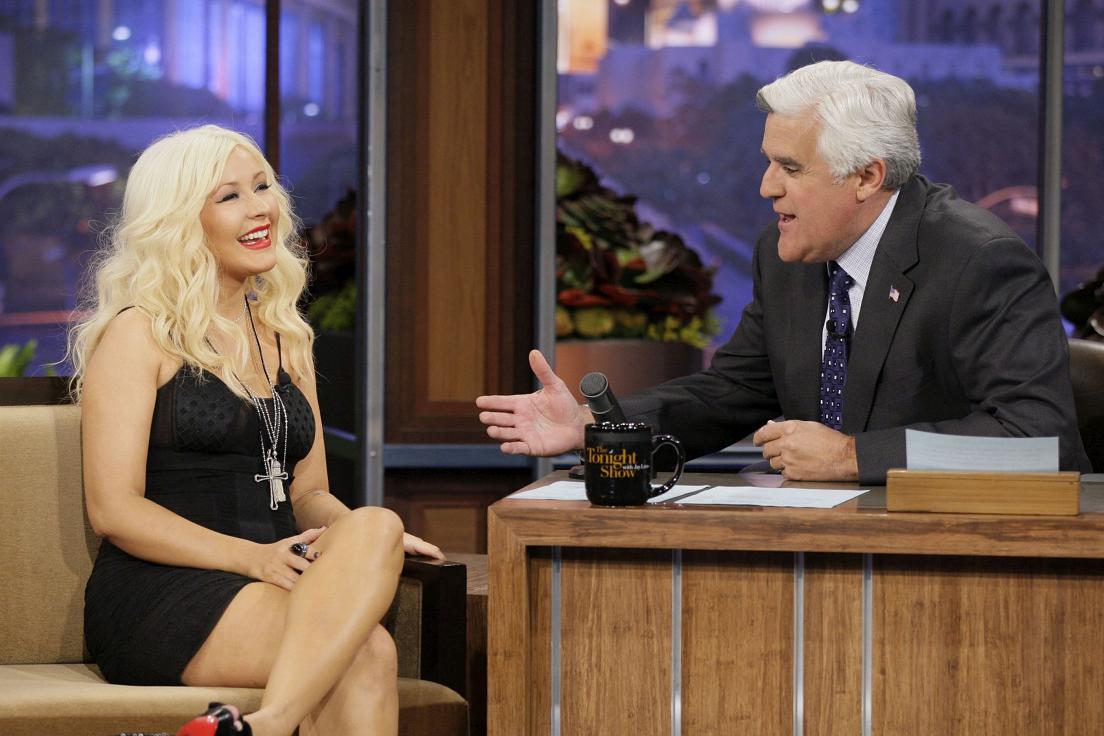 Christina Aguilera on the Tonight Show with Jay Leno in Los Angeles