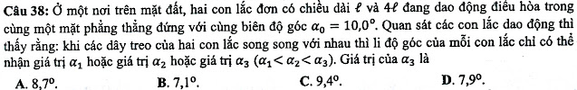 Câu 38. Thời gian dao động điều hòa của con lắc đơn