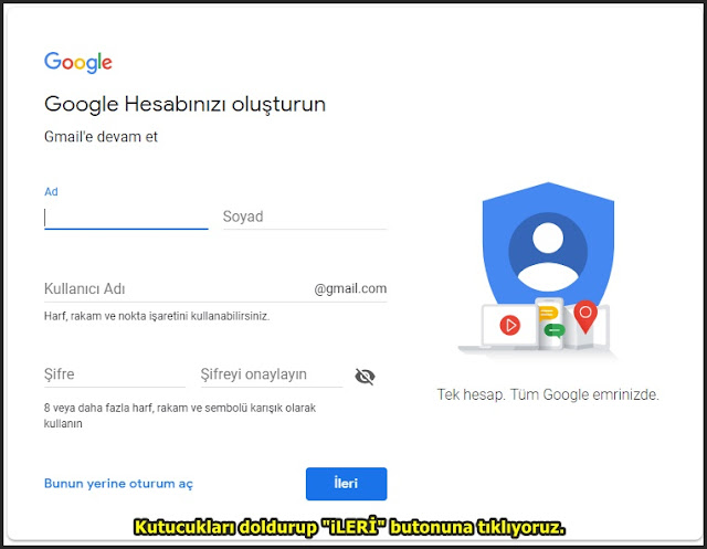 Gmail Hesabı Açma Gmail eposta açma google mail açma resimli