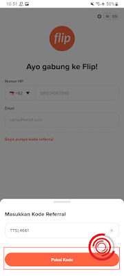 Apa kode referral nya? kode referral atau kode rujukan Flip yang bisa kalian gunakan yaitu "TTSL4661". Berapa bonus yang akan kalian dapatkan? bonusnya yaitu 25 ribu jika memenuhi syarat