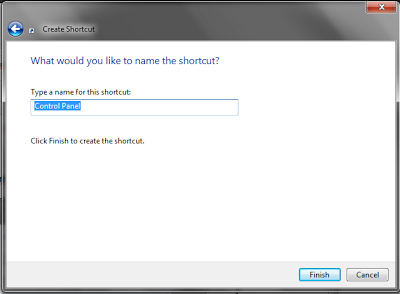 Add Shortcut Control Panel