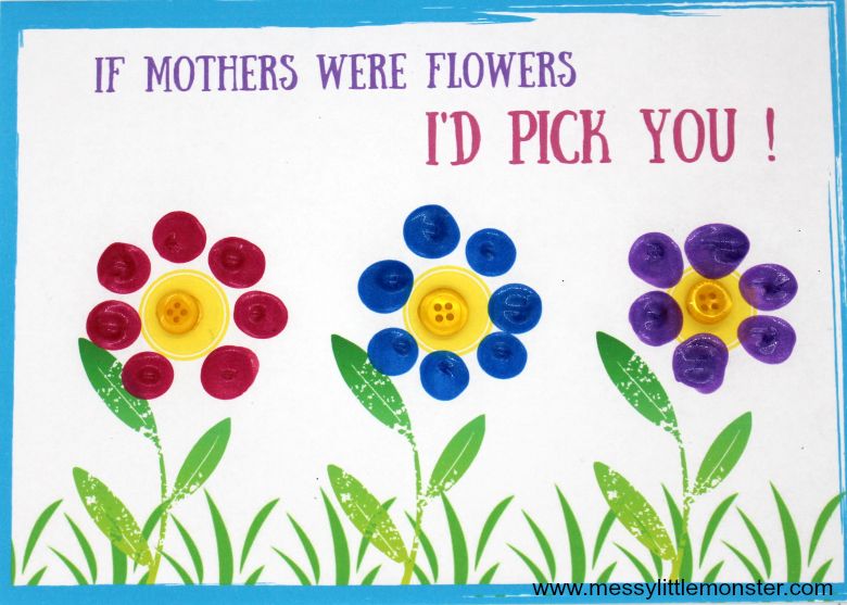 Fingerprint Flower Mother's Day Card for kids to make