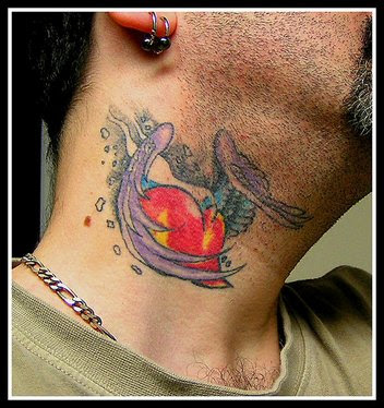 Heart Tattoo Design on Neck