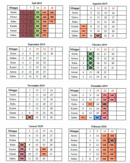Kalender Pendidikan (Kaldik) Tahun 2019-2020 Semua Provinsi