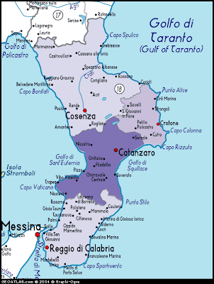 Mappa della Calabria Provincia