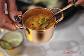  Lentel broth in a tiny copper pot, Indian Food, Spice Theory Restaurant. Photography by Kent Johnson for Street Fashion Sydney.