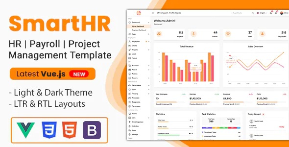 Best HR, Payroll, Project & Employee Management Admin Template