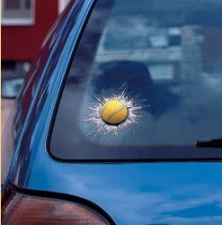 ball in windscreen