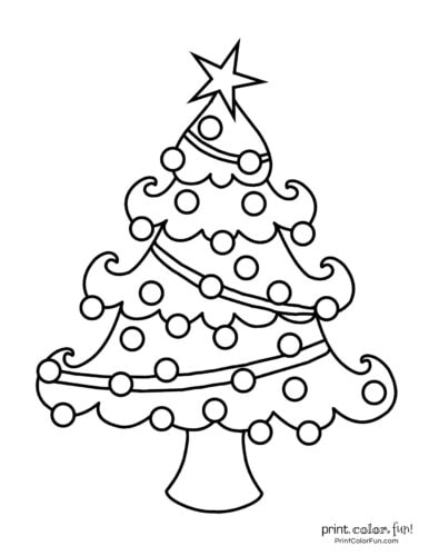 easy Christmas tree coloring pages 3