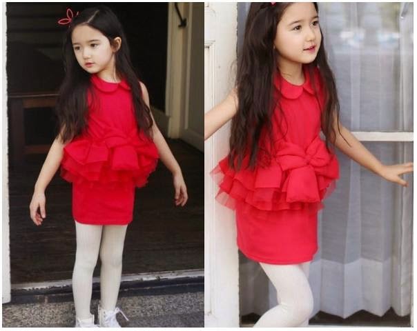 baju anak perempuan korea murah dress warna merah