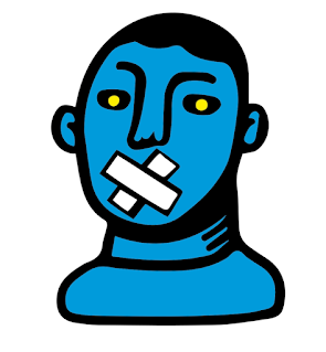 representation of silence: person with plaster on their mouth