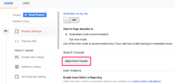 Adjust Search Console