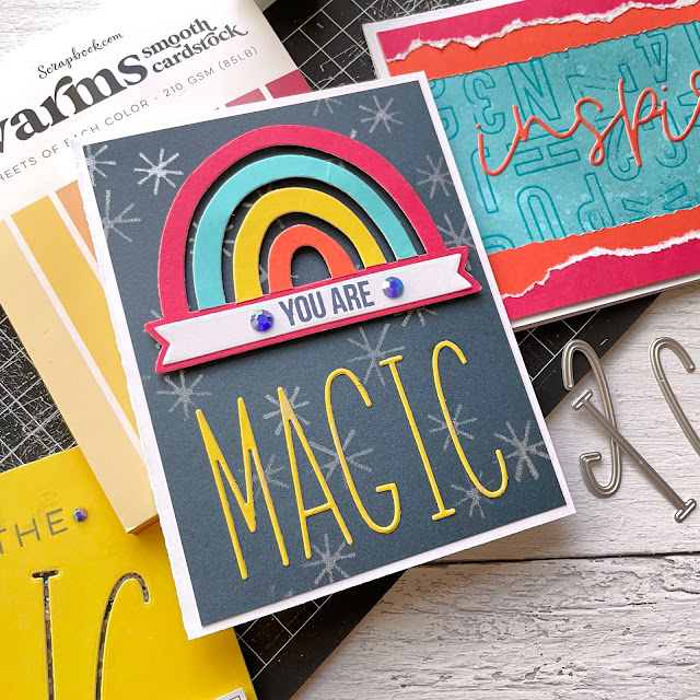 Scrapbook.com Magic Mat handmade cards: warms cardstock pad, smart glue, die cuts, mint tape; shaker card, rainbow card, magic card, inspire card, birthday card, thank you card, handmade card