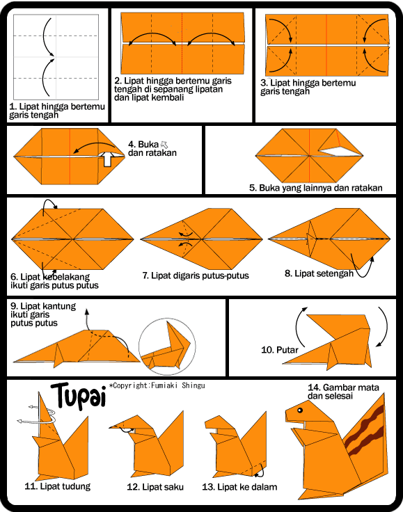 Cara Membuat  Origami  TUPAI Untuk  Anak 