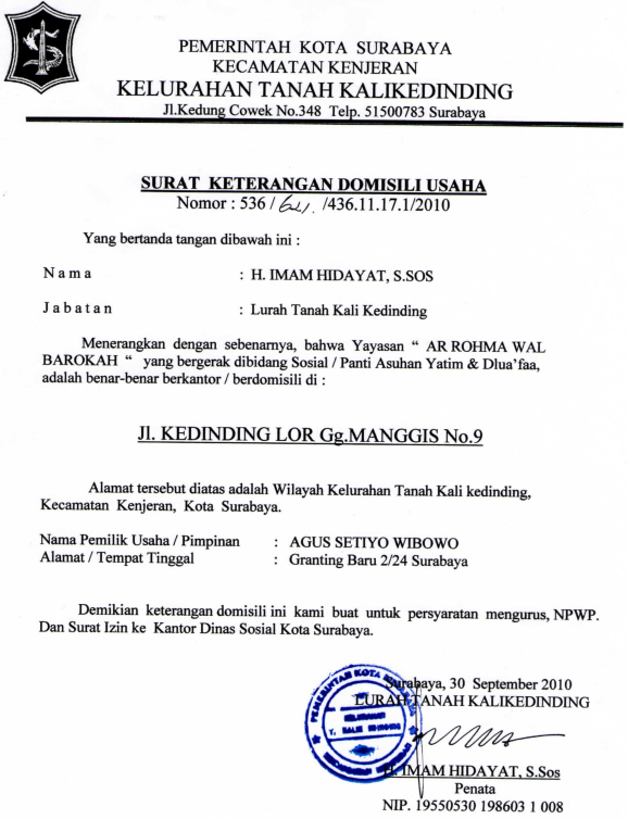 ... 754 jpeg 218kB, SURAT KETERANGAN DOMISILI USAHA - YAYASAN AR-RAHMAH