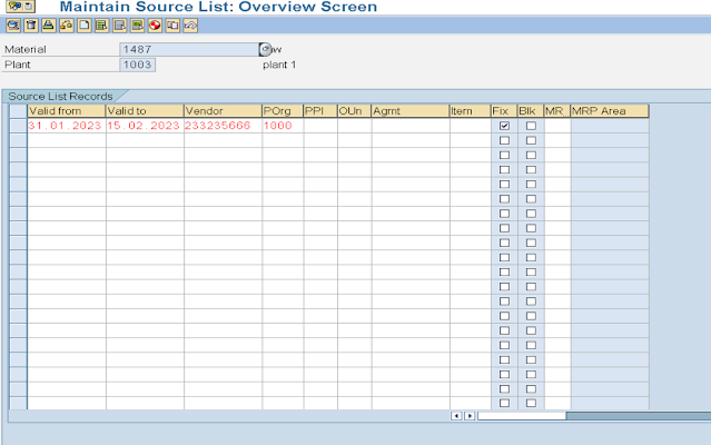 Source List SAP MM