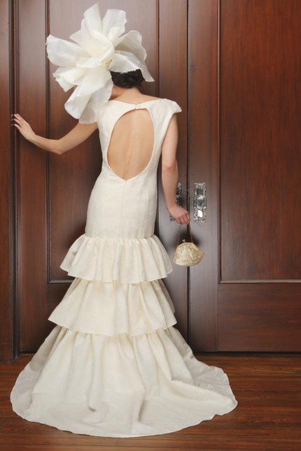 Elegant wedding dress with open back