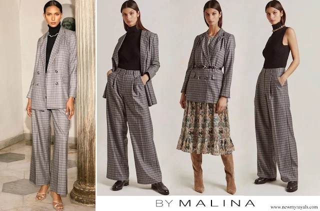Crown Princess Victoria wore By Malina Sandy Blazer in Ash Check and Carlotta high waist suit pants