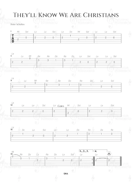 We are one in the Spirit / They'll know we are christians by our love /  Somos uno en Espíritu  partitura gratis para guitarra (free music sheet guitar) - descar gratis partituras jpg png instrumentos