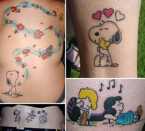 is this cute lil selection of Snoopy Tattoos, ya gotta love Snoopy.