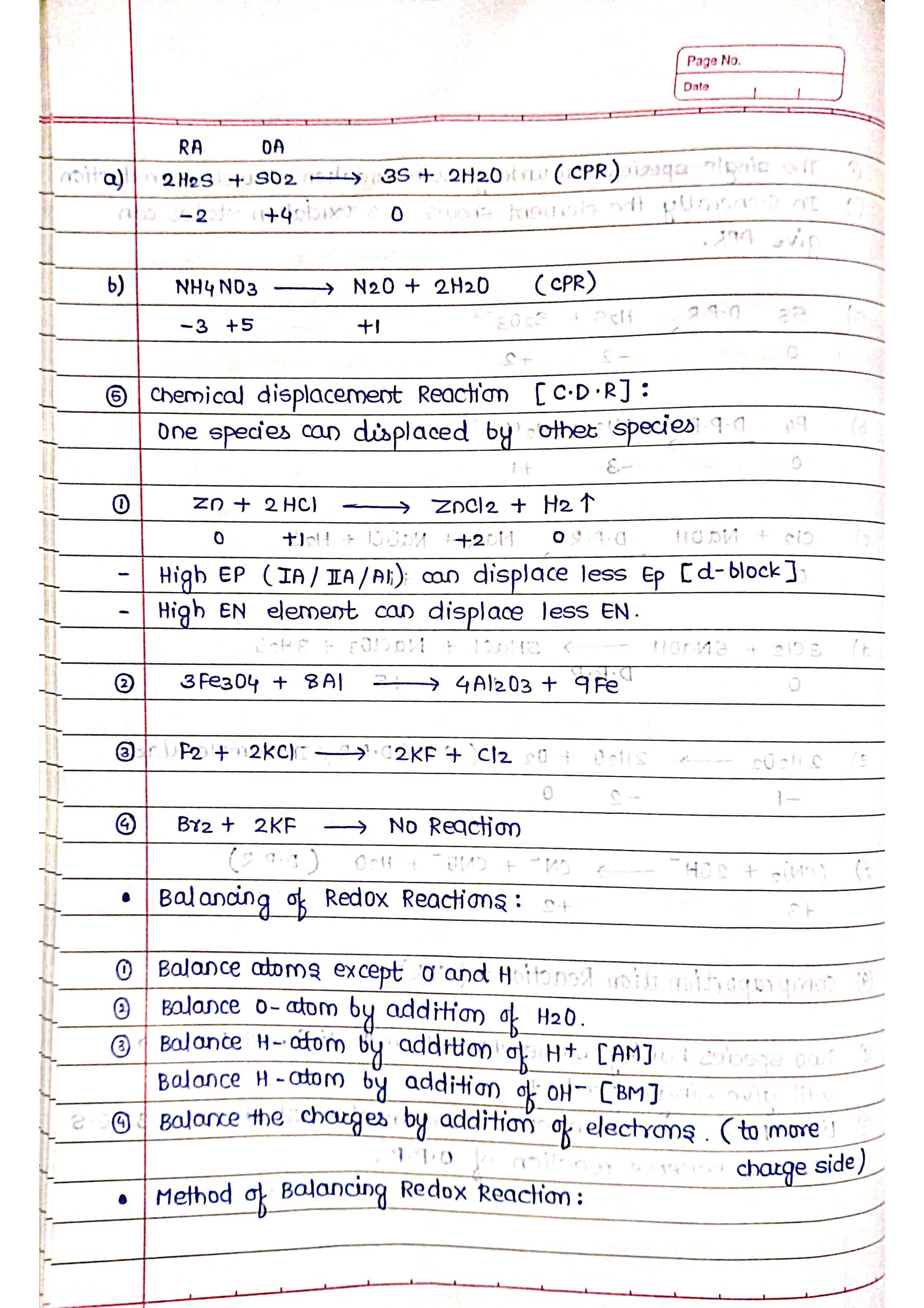 Redox Reaction - Chemistry Short Notes 📚