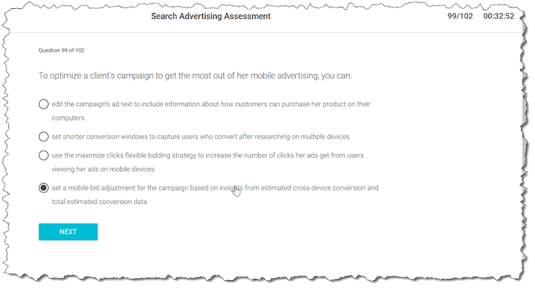 To optimize a client’s campaign to get the most out of her mobile advertising you can