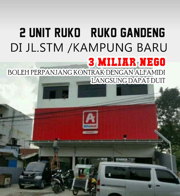 Dijual 2 ruko gandeng di Jl. STM Langsung Perpanjang Sewa Dengan Alfamidi