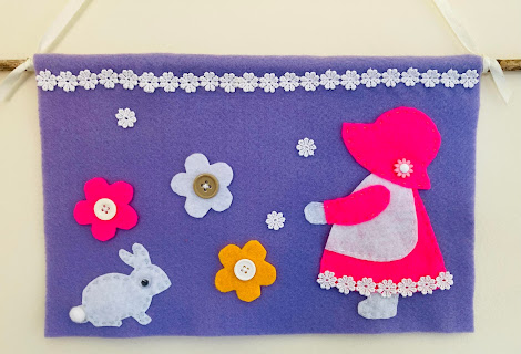 Felt Sunbonnet Sue, Bunny and Flowers Wall-Hanging