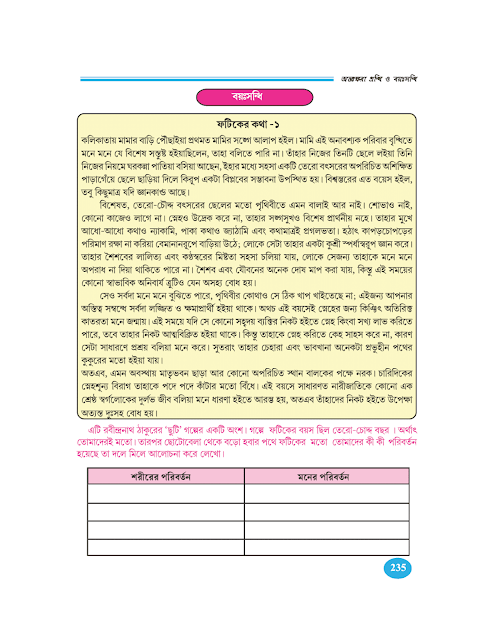 অন্তঃক্ষরা গ্রন্থি ও বয়ঃসন্ধি | নবম অধ্যায় | অষ্টম শ্রেণীর পরিবেশ ও বিজ্ঞান | WB Class 8 Science